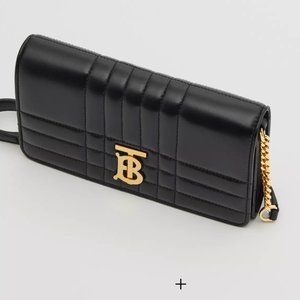 Burberry Ladies Black Quilted Leather Lola Wallet With Detachable